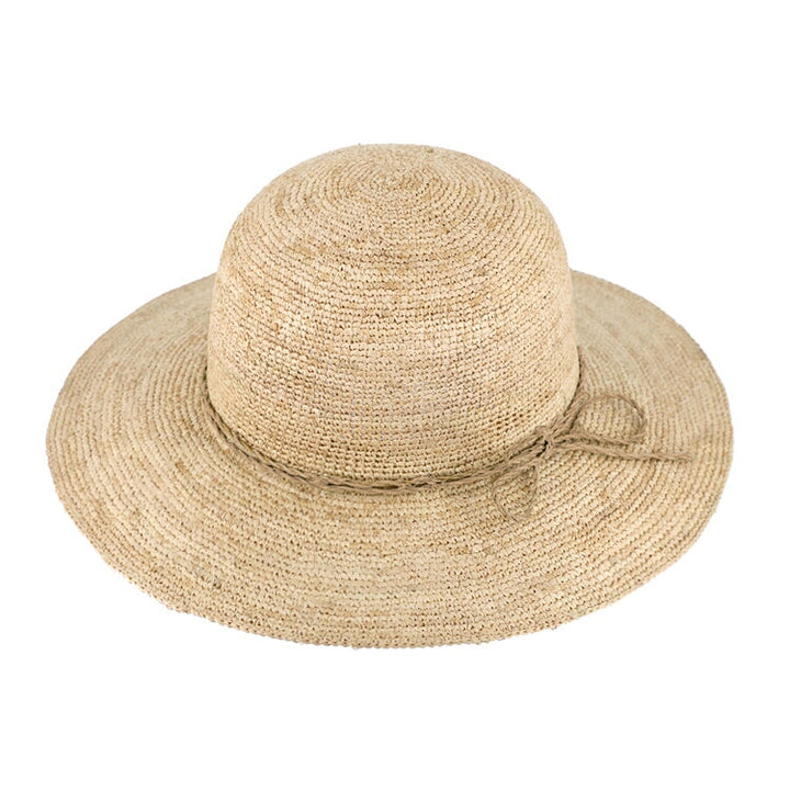 Sommerhat Raffia stråhat, bred skygge, lys snor, one size