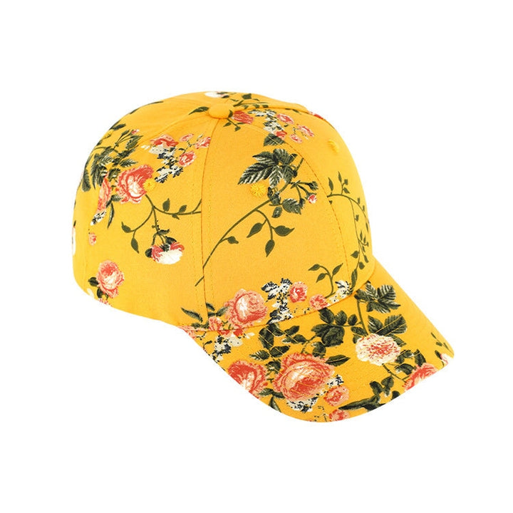Baseball Cap, blomstermønster, karrygul