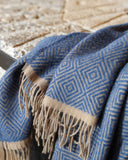 Venezia uldtæppe plaid, blå