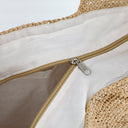 Håndtaske Raffia strå med kort håndtag, lynlåslukning og foring