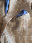 London blazer, ren silke, beige-blå chencheck, farve 5082