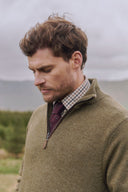 Feeney Zip Neck Sweater, Dusky Green, medium