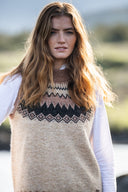 Doyle Ladies Fairisle vest, oat multi
