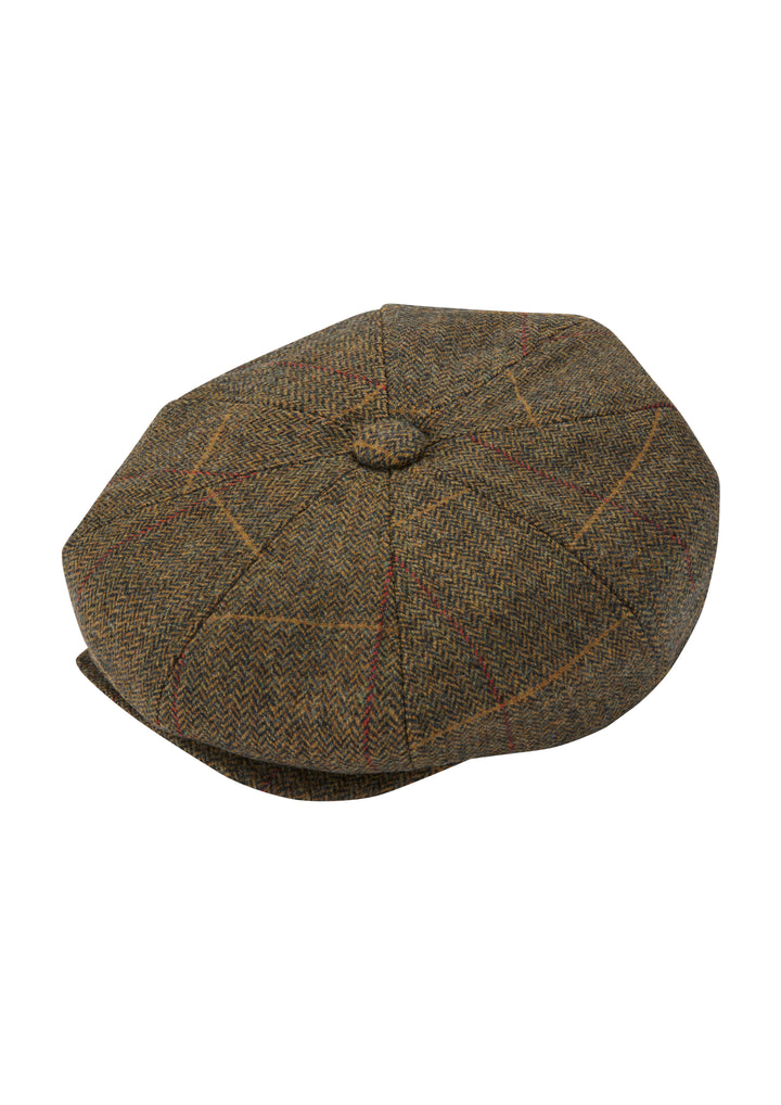 Combrook Tweed Bakerboy Hat, teak