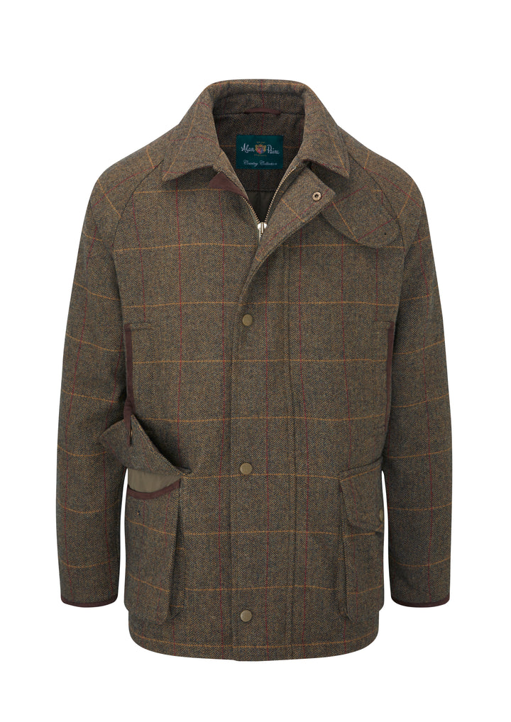 Combrook Mens Tweed Waterproof Coat, teak