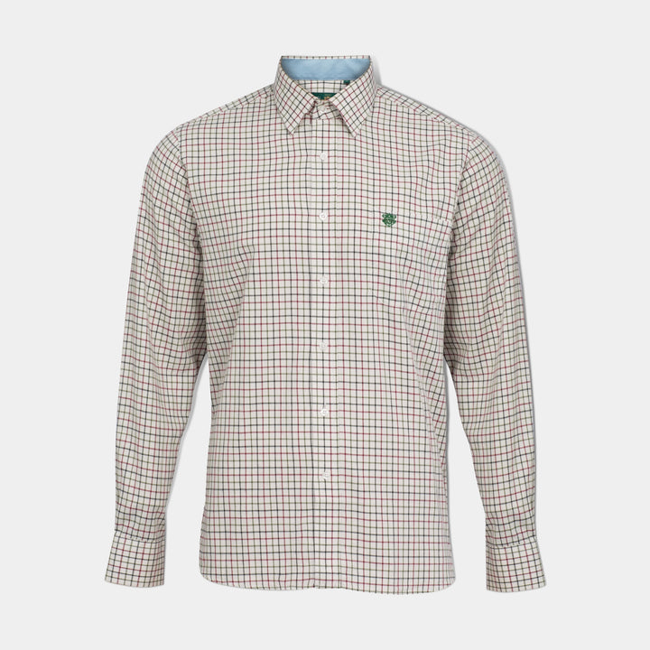 Aylesbury Mens Shirt ternet skjorte, beige med røde tern