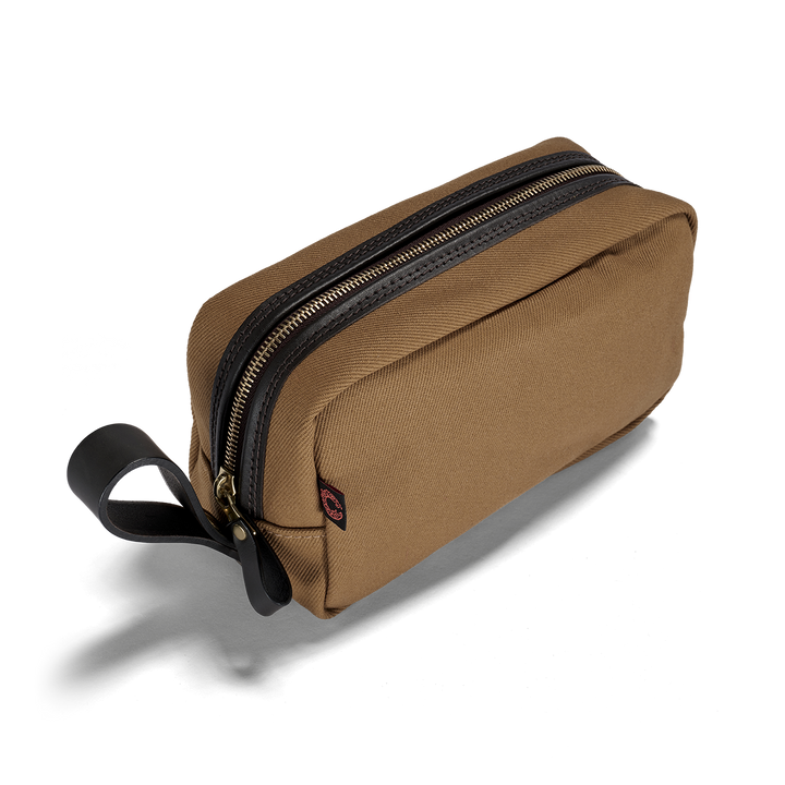 CROOTS British Twill Wash Bag, tan mellembrun