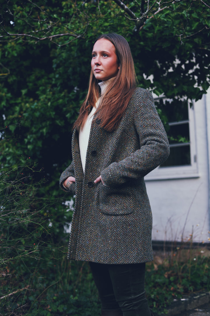 Marly Tweed Coat dame, Magee Tweed, chunky sildeben mønster