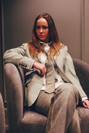Slips, beige med striber, silke