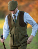 Berston skydevest, derby tweed, mørk grøn