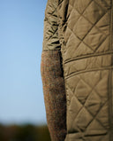 Boston quiltet jakke med Harris Tweed detaljer, olivengrøn