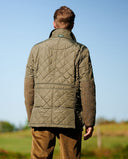 Boston quiltet jakke med Harris Tweed detaljer, olivengrøn