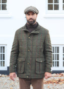 Bristol Field Coat skydejakke Harris Tweed, green overcheck