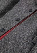 Chelsea Mens Overcoat frakke, grå herringbone, Harris Tweed