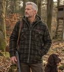 Caithness Hooded Fleece Shacket overshirt, grøn tern