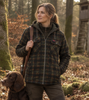Caithness Hooded Fleece Shacket overshirt, grøn tern