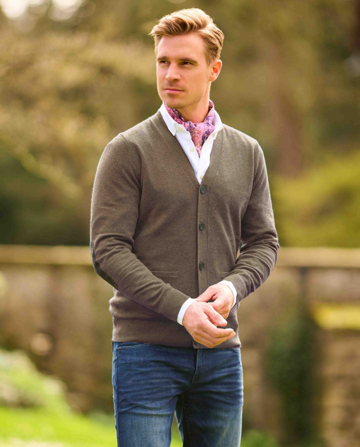 Fiffi cardigan modern fit, herre, merinould, nutmeg muskat brun