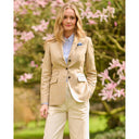 Carola blazer dame, ren silke, beige m. blå overtern