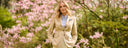 Carola blazer dame, ren silke, beige m. blå overtern
