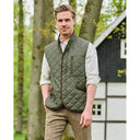 Charles quiltet vest med fløjlsdetaljer, olivengrøn