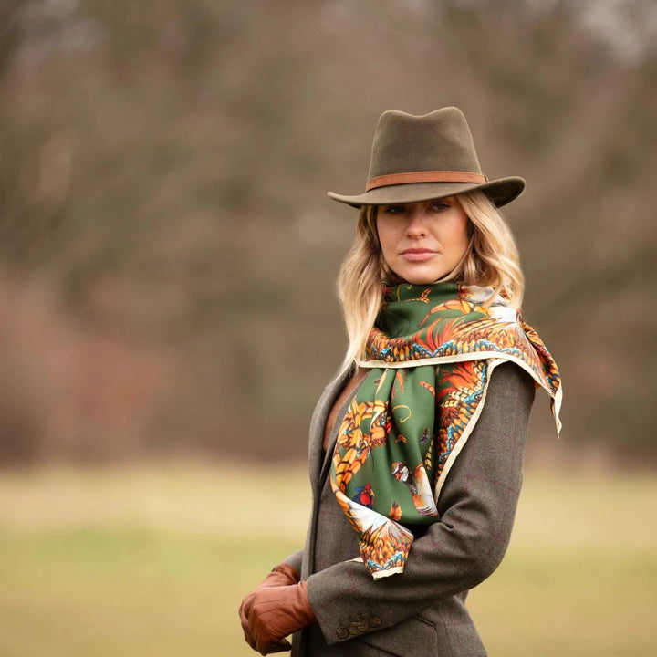 Heads or Tails Large silketørklæde, khaki (100x100cm)