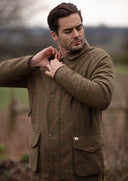 Combrook Mens Tweed Waterproof Coat, sage salviegrøn