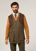 Combrook Mens Tweed Shooting Waistcoat, teak