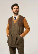Combrook Mens Tweed Shooting Waistcoat, teak