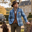 London tweed blazer, Harris Tweed, jeans blue, farve 612