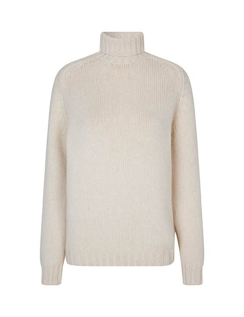 Glencoe Ladies Roll Neck rullekravesweater, Almond White, Geelong lammeuld