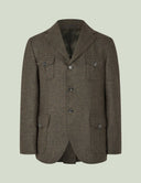 Henry Tweed Safari Blazer, mørk grøn melange