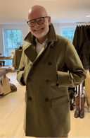 Caban dobbeltradet frakke, tysk loden, 2XL-long