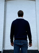 Edinburgh Wool Cardigan, Nero Navy marineblå, Geelong lammeuld