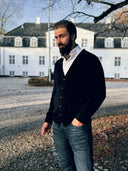 Edinburgh Wool Cardigan, Nero Navy marineblå, Geelong lammeuld