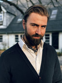 Edinburgh Wool Cardigan, Nero Navy marineblå, Geelong lammeuld