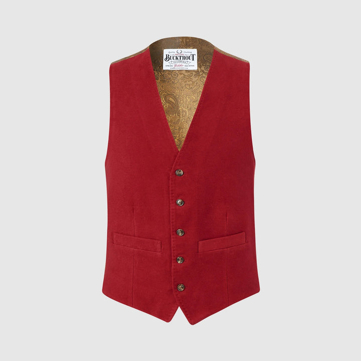 Moleskin Formal Moleskin Waistcoat vest, marron rød, blød moleskin