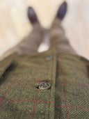 Berston skydevest, derby tweed, grønbrun med rød overtern