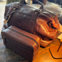 Monarch Leather Wash Bag toilettaske, conker mørkebrun