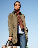 Gabby quiltet jakke med Harris Tweed detaljer, olivengrøn