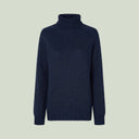 Oban Roll Neck rullekravesweater, Nero Navy, Geelong lammeuld