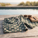 Badeshorts Italian Seventies, retro grøn med mønster