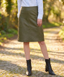 Loreen pencil skirt nederdel, læder, olivengrøn