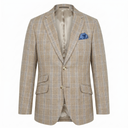 London blazer, ren silke, beige-blå chencheck, farve 5082