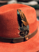Brushed Wool Felt Fedora Hat - ginger