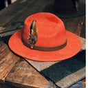 Brushed Wool Felt Fedora Hat - ginger