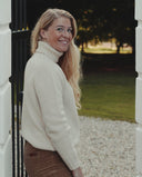 Glencoe Ladies Roll Neck rullekravesweater, Almond White, Geelong lammeuld