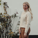 Glencoe Ladies Roll Neck rullekravesweater, Almond White, Geelong lammeuld