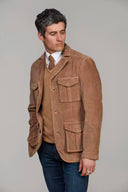 Mallory safarijakke, fløjl, mørk beige