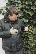 Hawthorn grøn oilskinsjakke, modern fit, mørk oliven