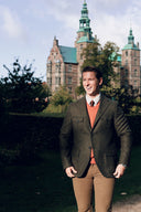Henry Tweed Safari Blazer, mørk grøn melange